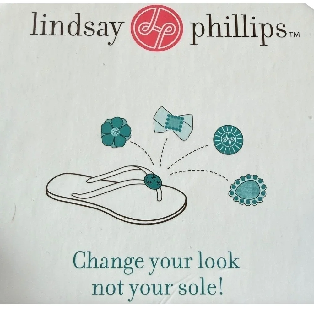Lindsay Phillips Embellished Flip Flops Kelli Princess Blue Sz 7 sandals